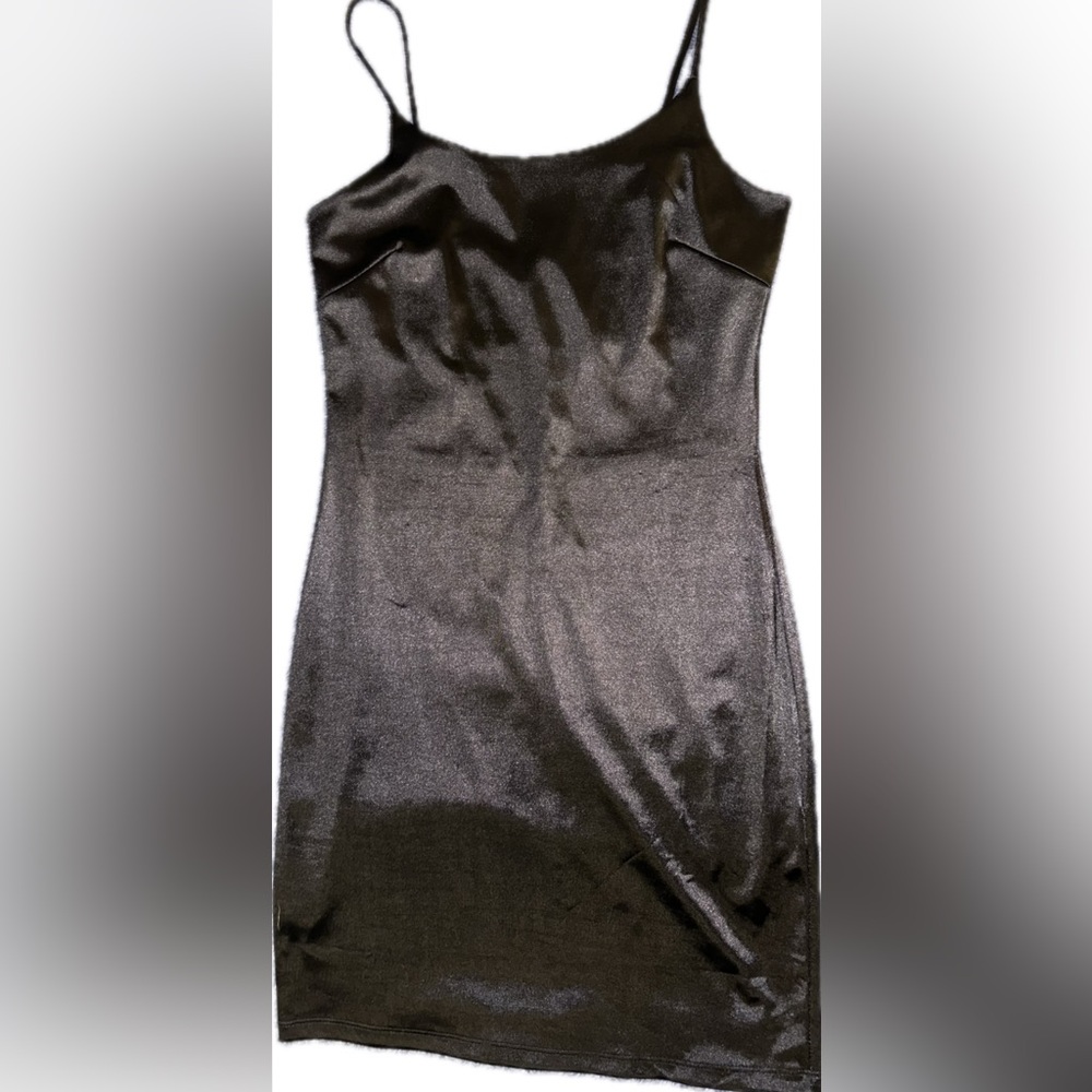 Sleek Black Satin Slip Dress
